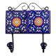 Navy Blue Yellow Floral Tiles Hooks